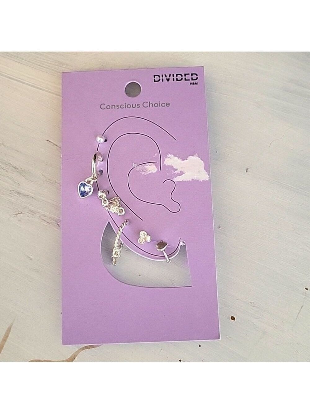 H AND M divided earing set silver NWT new